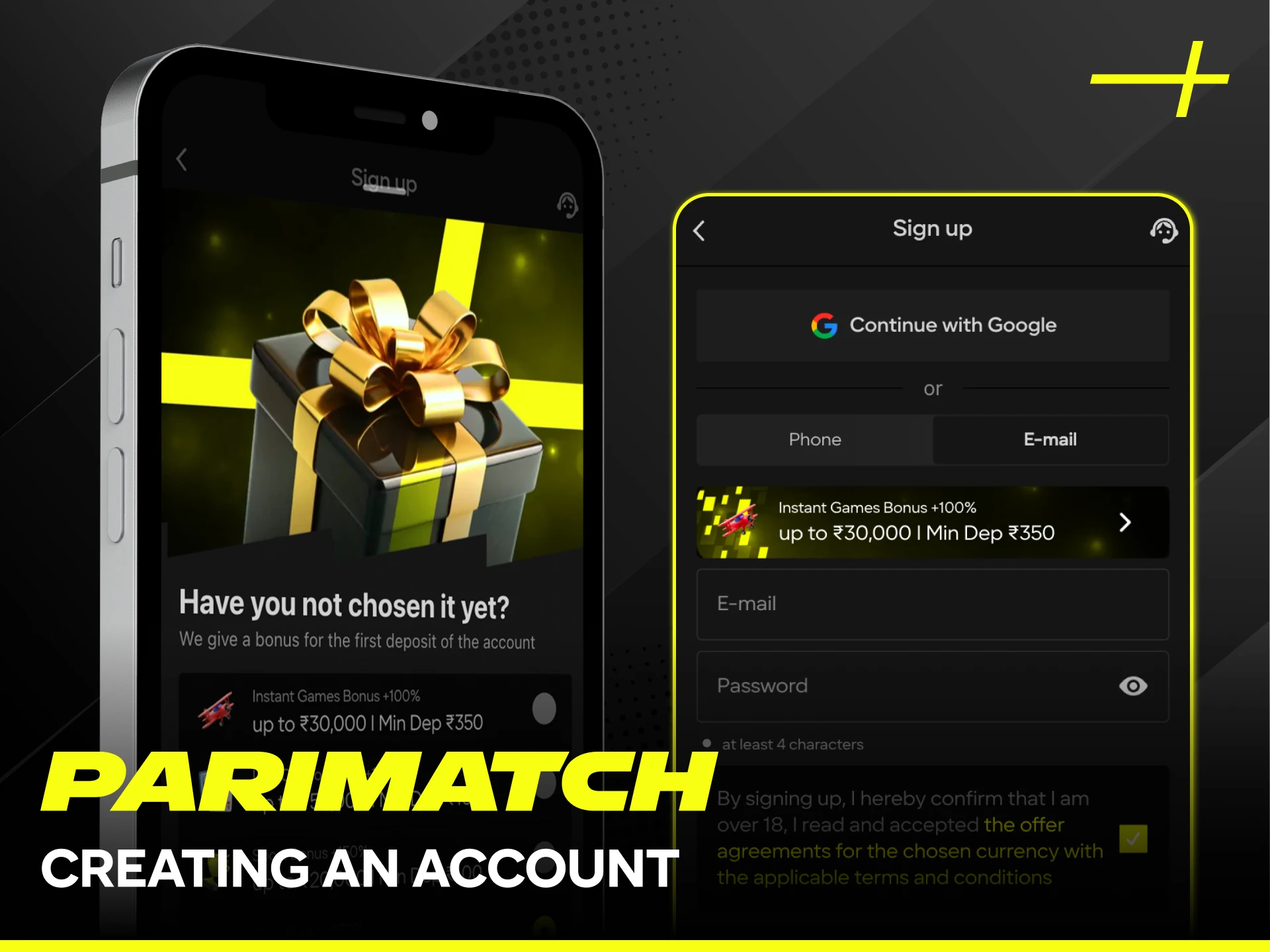 Create a new account easily using the Parimatch App registration.