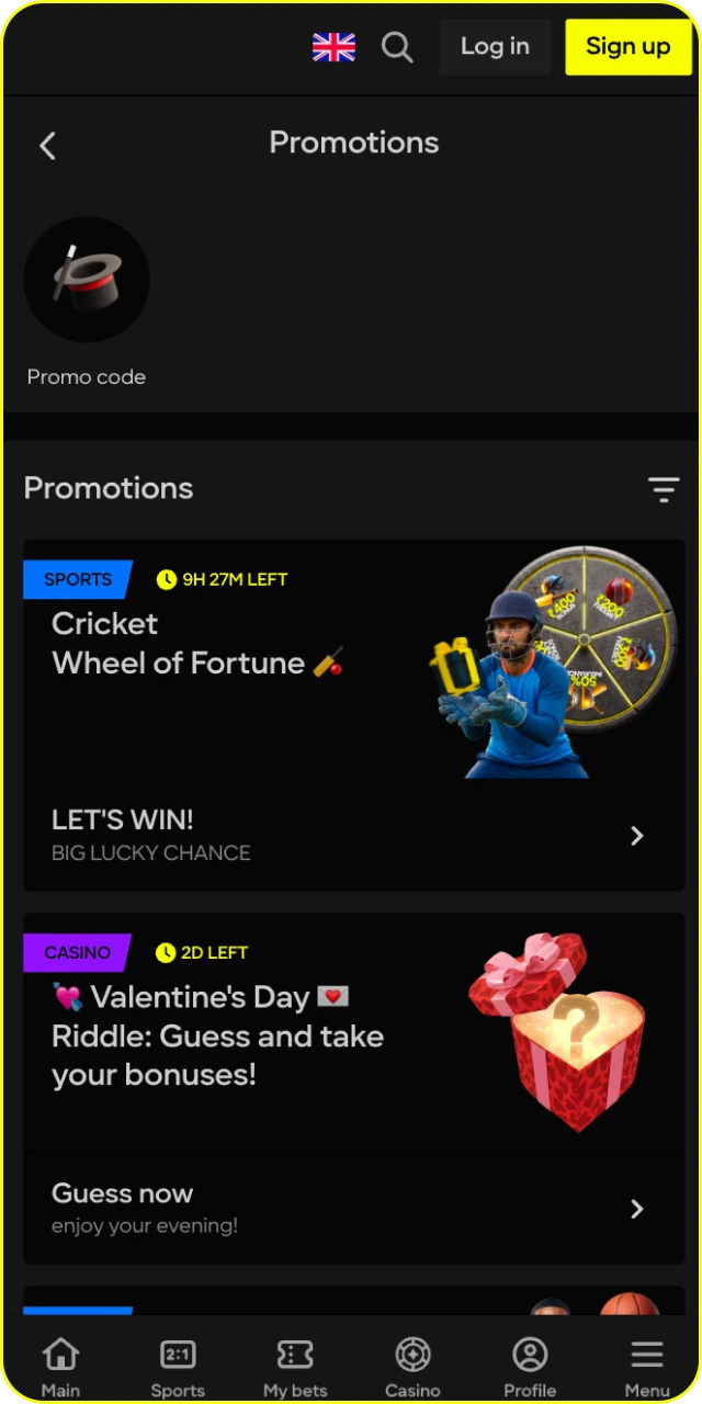 Check the latest bonus on the official Parimatch India App.