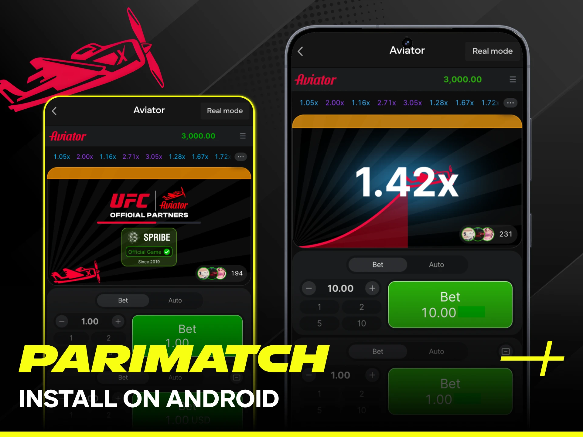 Install the Parimatch app on Android to play the Aviator game.