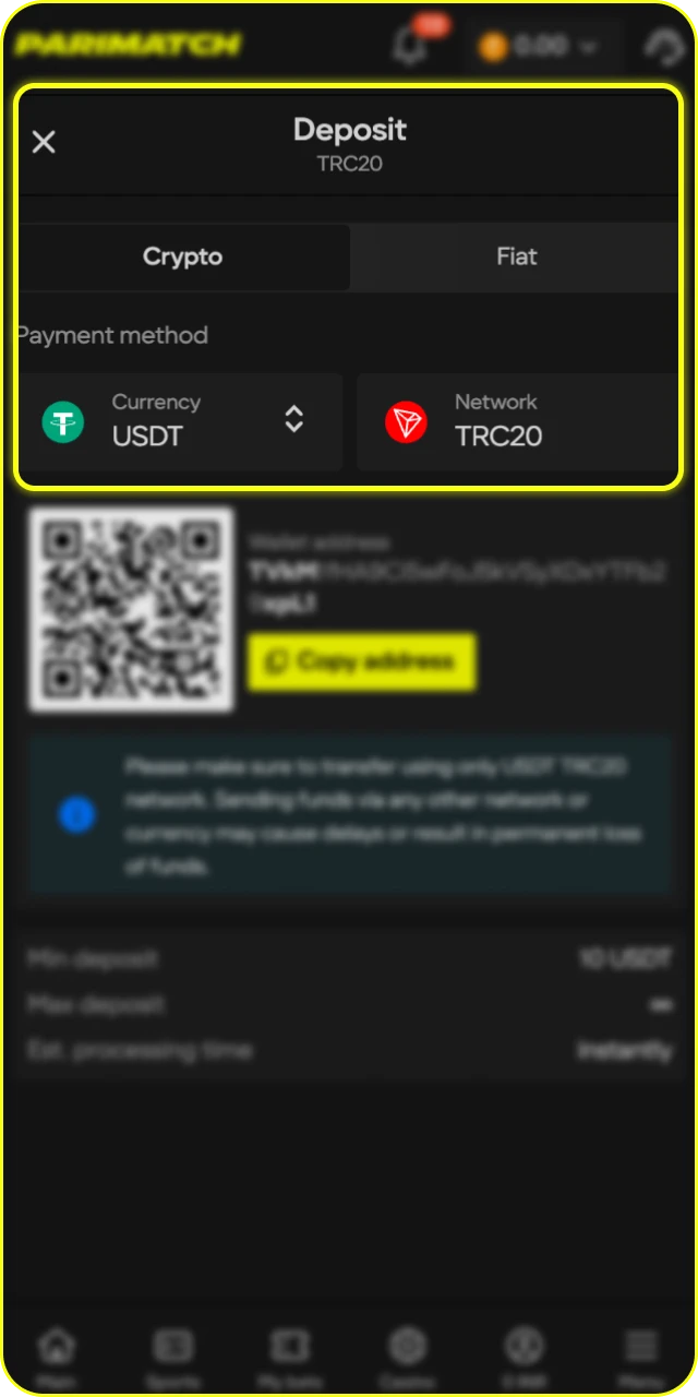 Make a deposit to fund your account for playing Aviator online.