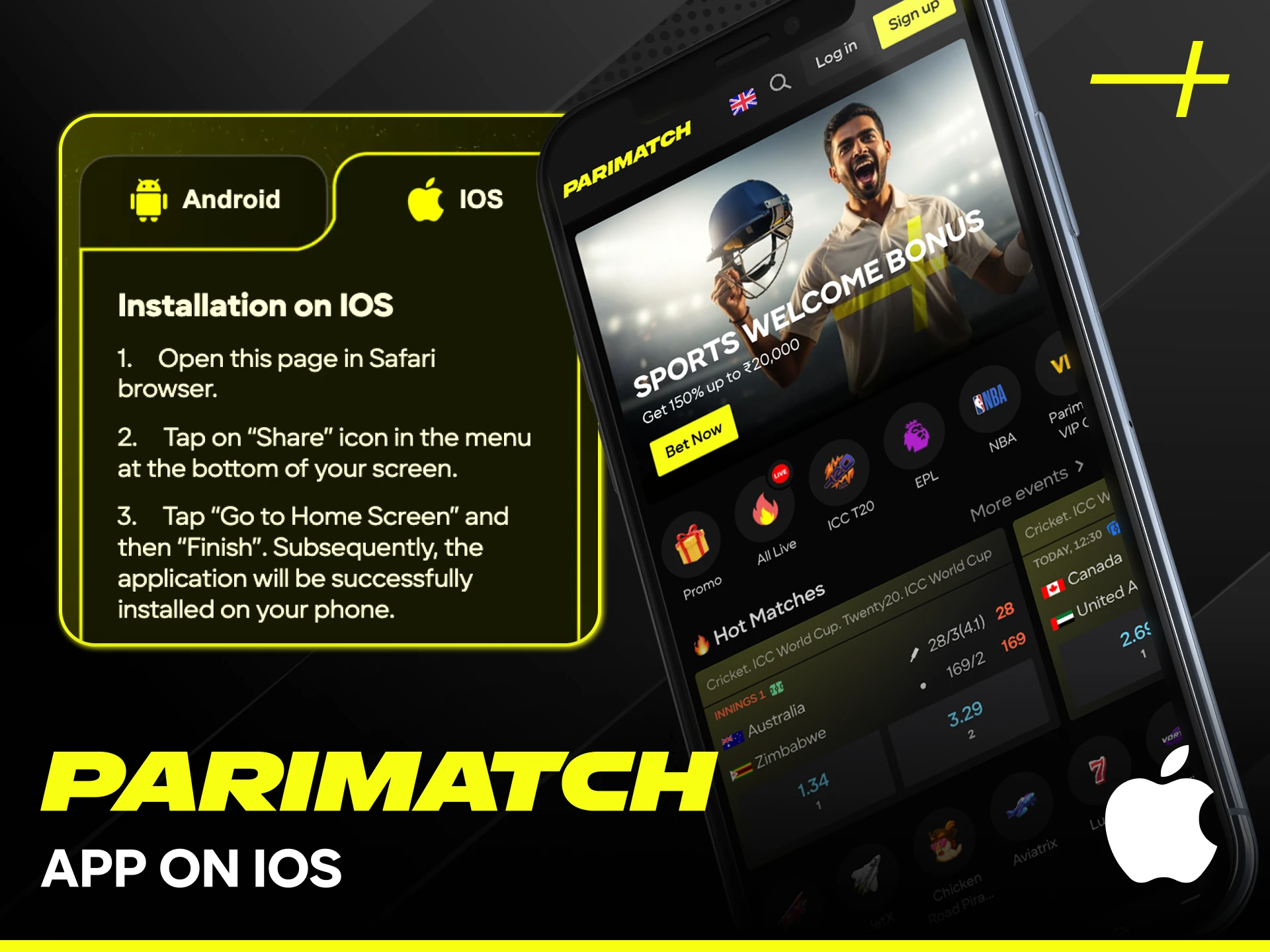 Get the latest Parimatch app version for iOS and enjoy sports betting.