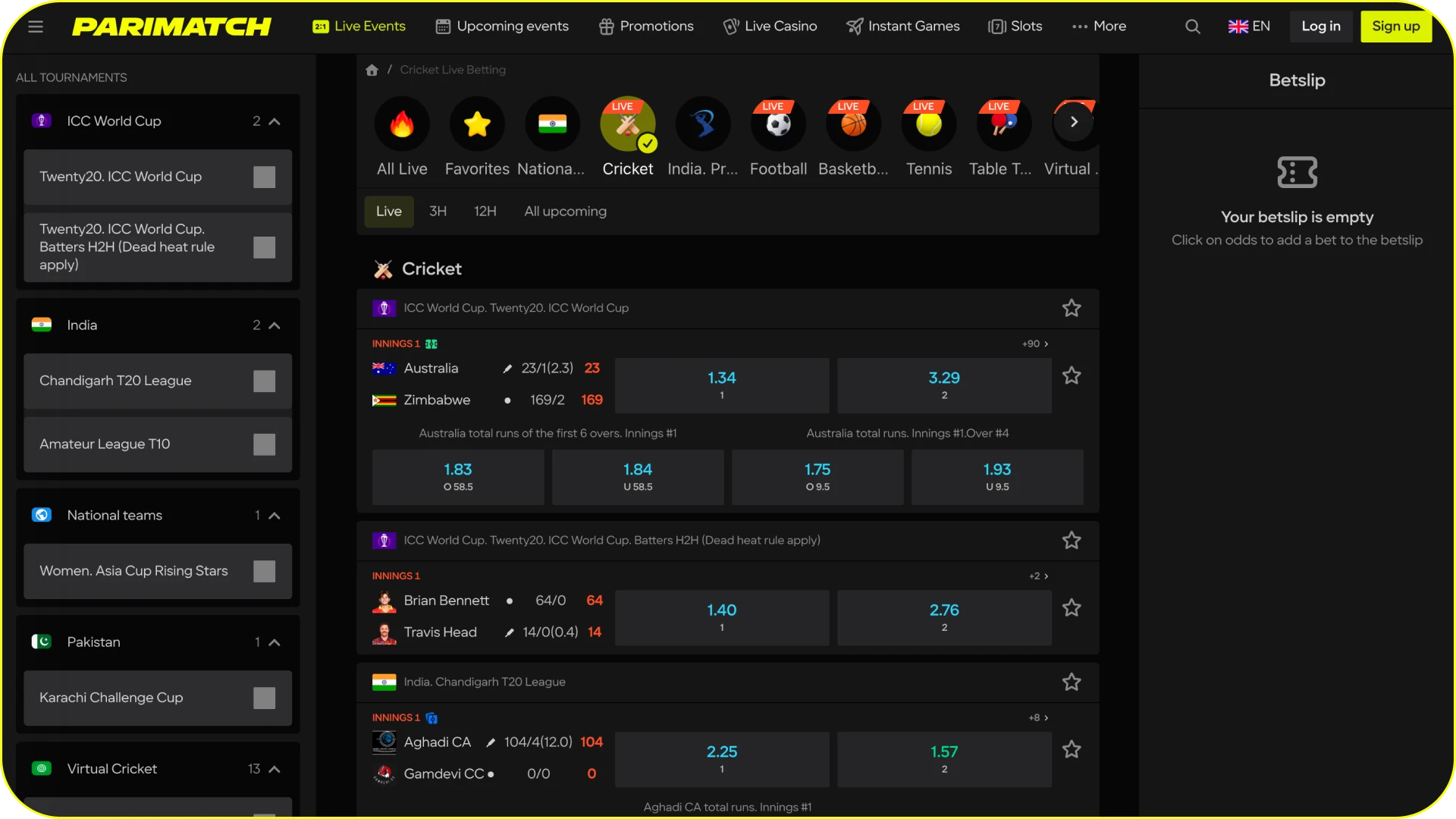 Navigate the official Parimatch sports to place your bets.