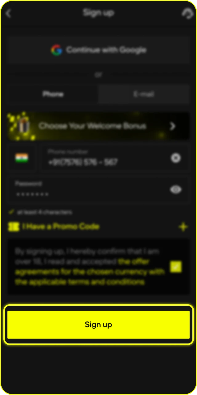 Confirm your registration actions to activate your Parimatch App profile.