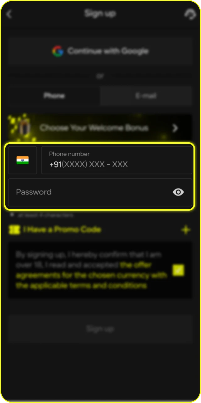 Enter your registration details accurately in the Parimatch App form.